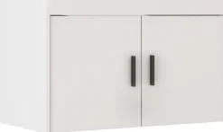 Zestawy Mebli Do Przedpokoju|Szafy Modułowe></noscript>Lempert Dwudrzwiowa biała szafa modułowa z lustrem 90 cm i nadstawką KUBA biały