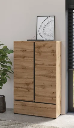 Meble Młodzieżowe|Zestawy Mebli Do Sypialni></noscript>Helvetia Dwudrzwiowa bieliźniarka z szufladą i półkami 90 cm CROSS dąb wotan