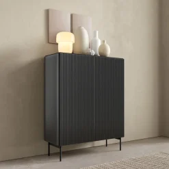 Zestawy Mebli Do Salonu|Komody>LASKI Dwudrzwiowa czarna komoda 100 cm do salonu MEZZO czarny