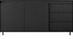 Komody|Zestawy Mebli Do Salonu>LASKI Dwudrzwiowa czarna komoda z szufladami 153,5 cm SAREVO czarny