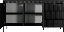 Komody|Zestawy Mebli Do Salonu>LASKI Dwudrzwiowa czarna komoda z szufladami 153,5 cm SAREVO czarny