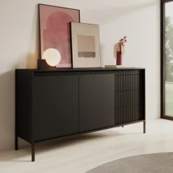 Komody|Zestawy Mebli Do Salonu></noscript>LASKI Dwudrzwiowa czarna komoda z szufladami 153,5 cm SAREVO czarny