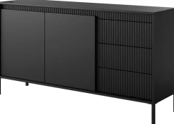 Komody|Zestawy Mebli Do Salonu></noscript>LASKI Dwudrzwiowa czarna komoda z szufladami 153,5 cm SAREVO czarny