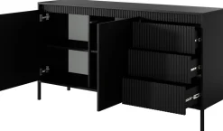 Komody|Zestawy Mebli Do Salonu></noscript>LASKI Dwudrzwiowa czarna komoda z szufladami 153,5 cm SAREVO czarny