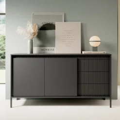 Komody|Zestawy Mebli Do Salonu></noscript>LASKI Dwudrzwiowa czarna komoda z szufladami 153,5 cm SAREVO czarny