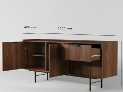 Zestawy Mebli Do Salonu|Komody>KAROL MEBLE Dwudrzwiowa komoda 150 cm do salonu z szufladami ELVIO orzech warmia