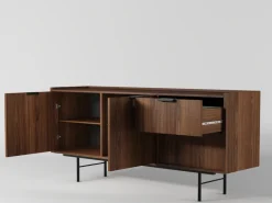 Zestawy Mebli Do Salonu|Komody></noscript>KAROL MEBLE Dwudrzwiowa komoda 150 cm do salonu z szufladami ELVIO orzech warmia