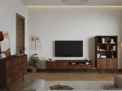 Zestawy Mebli Do Salonu|Komody></noscript>KAROL MEBLE Dwudrzwiowa komoda 150 cm do salonu z szufladami ELVIO orzech warmia