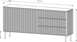 Zestawy Mebli Do Salonu|Komody></noscript>LASKI Dwudrzwiowa komoda 180 cm do salonu ryflowane fronty MEZZO kaszmir