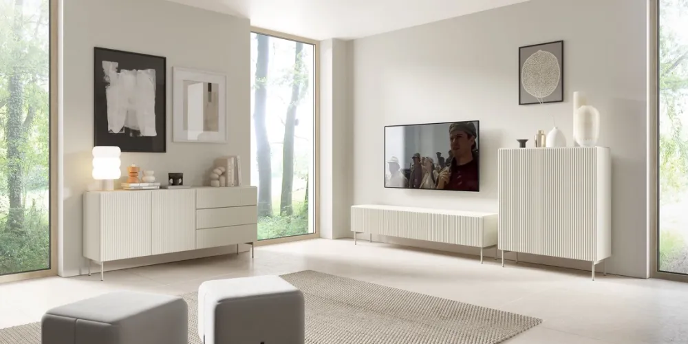 Zestawy Mebli Do Salonu|Komody>LASKI Dwudrzwiowa komoda 100 cm do salonu MEZZO kaszmir