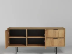 Zestawy Mebli Do Salonu|Komody></noscript>KAROL MEBLE Dwudrzwiowa komoda 150 cm do salonu z szufladami ELVIO hikora naturalna