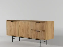 Zestawy Mebli Do Salonu|Komody></noscript>KAROL MEBLE Dwudrzwiowa komoda 150 cm do salonu z szufladami ELVIO hikora naturalna