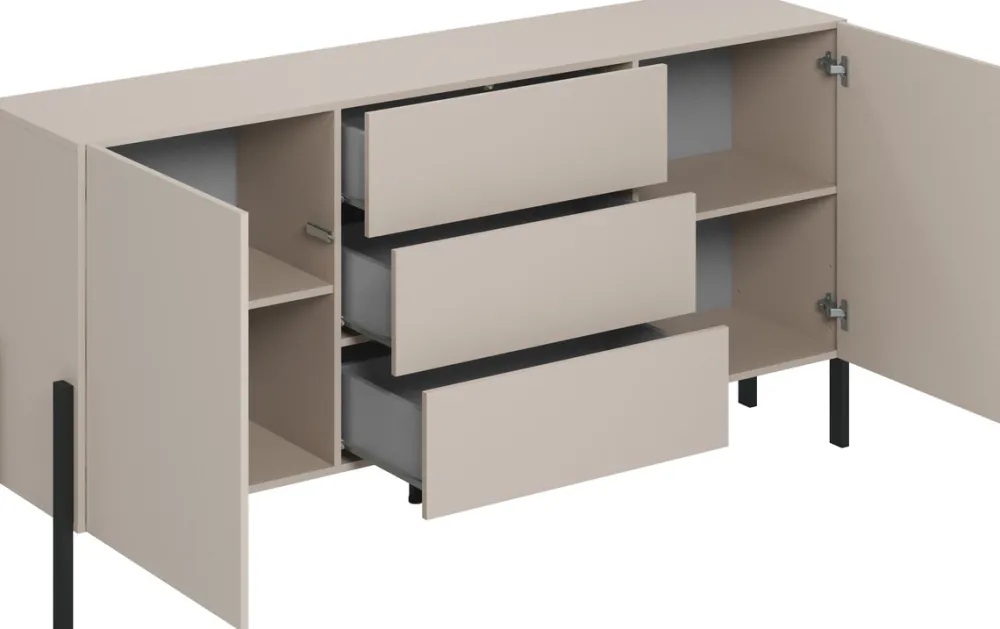 Zestawy Mebli Do Salonu|Komody>Helvetia Dwudrzwiowa komoda 184cm do salonu z szufladami JUKON kaszmir