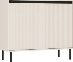 Komody>Lempert Dwudrzwiowa komoda do salonu z frezowanymi frontami 100 cm OMEGA beż piaskowy