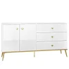 Zestawy Mebli Do Salonu|Komody>ML Meble Dwudrzwiowa komoda do salonu z szufladami GOLDIN biały połysk