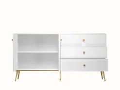 Zestawy Mebli Do Salonu|Komody></noscript>ML Meble Dwudrzwiowa komoda do salonu z szufladami GOLDIN biały połysk
