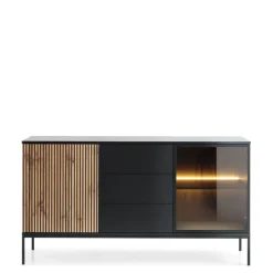 Zestawy Mebli Do Salonu|Komody>PIASKI Dwudrzwiowa komoda nowoczesna z szufladami i oświetleniem do salonu SEWILLA