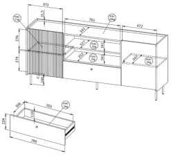 Komody></noscript>DOLMAR Dwudrzwiowa komoda z kominkiem 180 cm PINNACLE