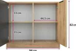 Komody></noscript>Stolar Dwudrzwiowa komoda z lamelami 100 cm BILL dąb wotan