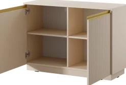 Komody>PIASKI Dwudrzwiowa komoda z ryflowanymi frontami 103 cm RAVO beż piaskowy