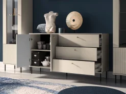 Zestawy Mebli Do Salonu|Komody></noscript>ML Meble Dwudrzwiowa komoda z szufladami do salonu 160 cm SOPHIE cashmere