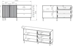 Zestawy Mebli Do Salonu|Komody></noscript>ML Meble Dwudrzwiowa komoda z szufladami do salonu 160 cm SOPHIE cashmere