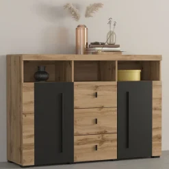 Zestawy Mebli Do Salonu|Komody>Helvetia Dwudrzwiowa komoda z szufladami 132 cm nowoczesna do salonu ROGER