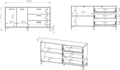 Komody|Zestawy Mebli Do Salonu></noscript>ML Meble Dwudrzwiowa komoda z szufladami 160 cm NEVIO dąb artisan