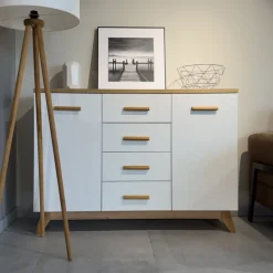 Komody></noscript>DOLMAR Dwudrzwiowa komoda z szufladami 130 cm SILVA