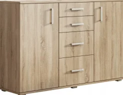 Komody>Meblohand Dwudrzwiowa komoda z szufladami nowoczesna 130 cm MERIDA dąb sonoma