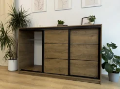 Komody></noscript>BROMARKT Dwudrzwiowa loftowa komoda przesuwna z szufladami 120 cm LOFT