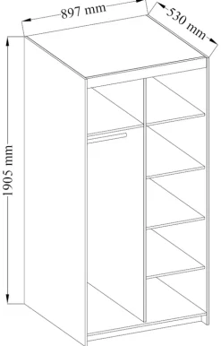 Zestawy Mebli Do Przedpokoju|Szafy Modułowe></noscript>Lempert Dwudrzwiowa modułowa szafa z lustrem i półkami 90 cm KUBA dąb sonoma