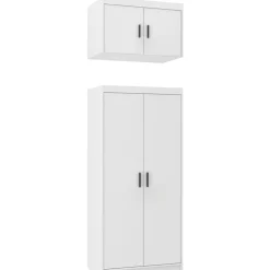 Zestawy Mebli Do Przedpokoju|Szafy Modułowe>Lempert Dwudrzwiowa modułowa szafa z nadstawką biała KUBA biały