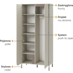 Meble Młodzieżowe|Zestawy Mebli Młodzieżowych></noscript>lenart. Dwudrzwiowa młodzieżowa szafa z półkami HARMONY 92 cm