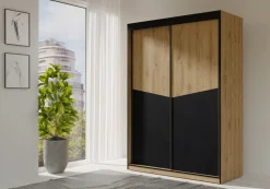 Zestawy Mebli Do Sypialni|Szafy Dwudrzwiowe>JUREK Dwudrzwiowa nowoczesna szafa przesuwna 150 cm AMADEO dąb odwieczny