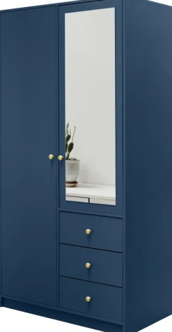 Meble Dla Dzieci|Szafy Dwudrzwiowe>Stolar Dwudrzwiowa nowoczesna szafa uchylna z lustrem 100 cm SELMA niebieski