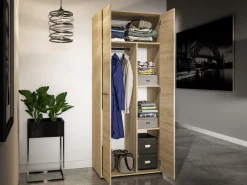 Szafy Dwudrzwiowe|Szafy Młodzieżowe></noscript>ML Meble Dwudrzwiowa szafa 80 cm do przedpokoju z drążkiem i półkami CARO