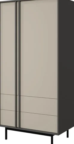 Zestawy Mebli Do Salonu|Szafy Dwudrzwiowe>JUREK Dwudrzwiowa szafa do salonu 93 cm beżowa z szufladami AVERO