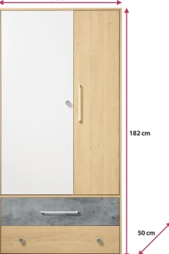 Meble Dla Dzieci|Zestawy Mebli Młodzieżowych></noscript>MEBLAR Dwudrzwiowa szafa młodzieżowa 90 cm z szufladami SLEEK