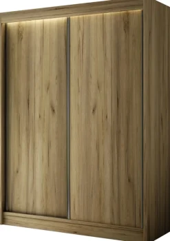 Zestawy Mebli Do Przedpokoju|Szafy Dwudrzwiowe>Arton Dwudrzwiowa szafa przesuwna do sypialni 150 cm BRANDON dąb craft złoty