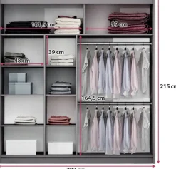 Szafy Przesuwne|Szafy Dwudrzwiowe></noscript>Stolar Dwudrzwiowa szafa przesuwna z półkami i drążkami 203 cm TRISS dąb craft