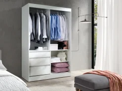 Zestawy Mebli Do Przedpokoju|Szafy Dwudrzwiowe>JUREK Dwudrzwiowa szafa przesuwna z lustrem i szufladami 140 cm HORIZON