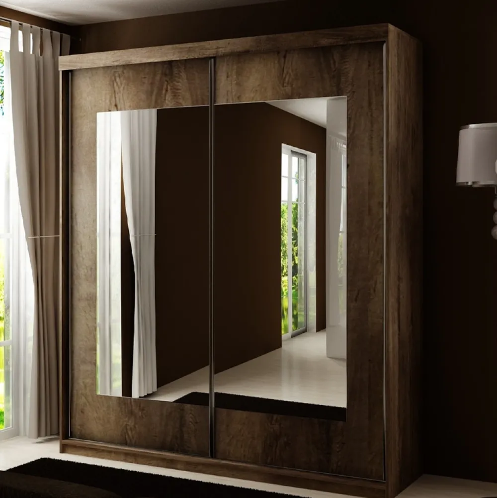 Szafy Przesuwne|Szafy Dwudrzwiowe>KIER Dwudrzwiowa szafa przesuwna z lustrem 150 cm TARO jesion ciemny dąb jesion ciemny