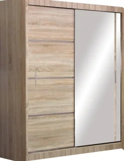 Szafy Dwudrzwiowe|Szafy Z Lustrem>Stolar Dwudrzwiowa szafa przesuwna z lustrem 150 cm VOTIS dąb sonoma