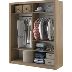 Zestawy Mebli Do Sypialni|Szafy Dwudrzwiowe></noscript>lenart. Dwudrzwiowa szafa przesuwna 180 cm z lustrem półki ARTI dąb shetland