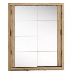 Zestawy Mebli Do Sypialni|Szafy Dwudrzwiowe></noscript>lenart. Dwudrzwiowa szafa przesuwna 180 cm z lustrem półki ARTI dąb shetland