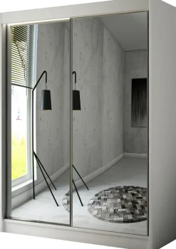 Szafy Dwudrzwiowe|Szafy Do Przedpokoju>Arton Dwudrzwiowa szafa przesuwna z lustrem i półkami 150 cm HALTON biały