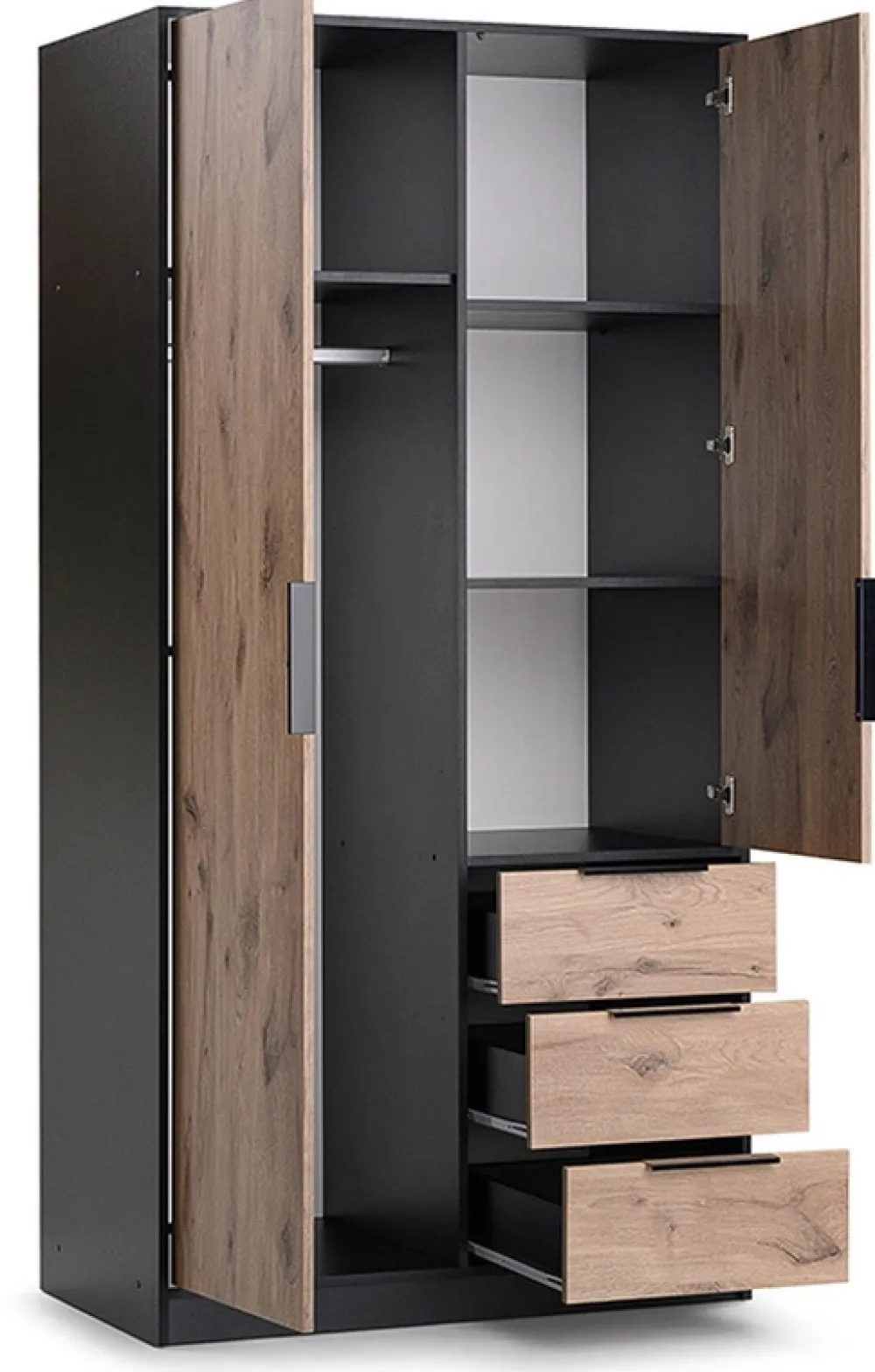 Szafy Dwudrzwiowe|Szafy Do Pokoju Dziecięcego>Stolar Dwudrzwiowa szafa uchylna z szufladami i drążkiem 100 cm LANTE