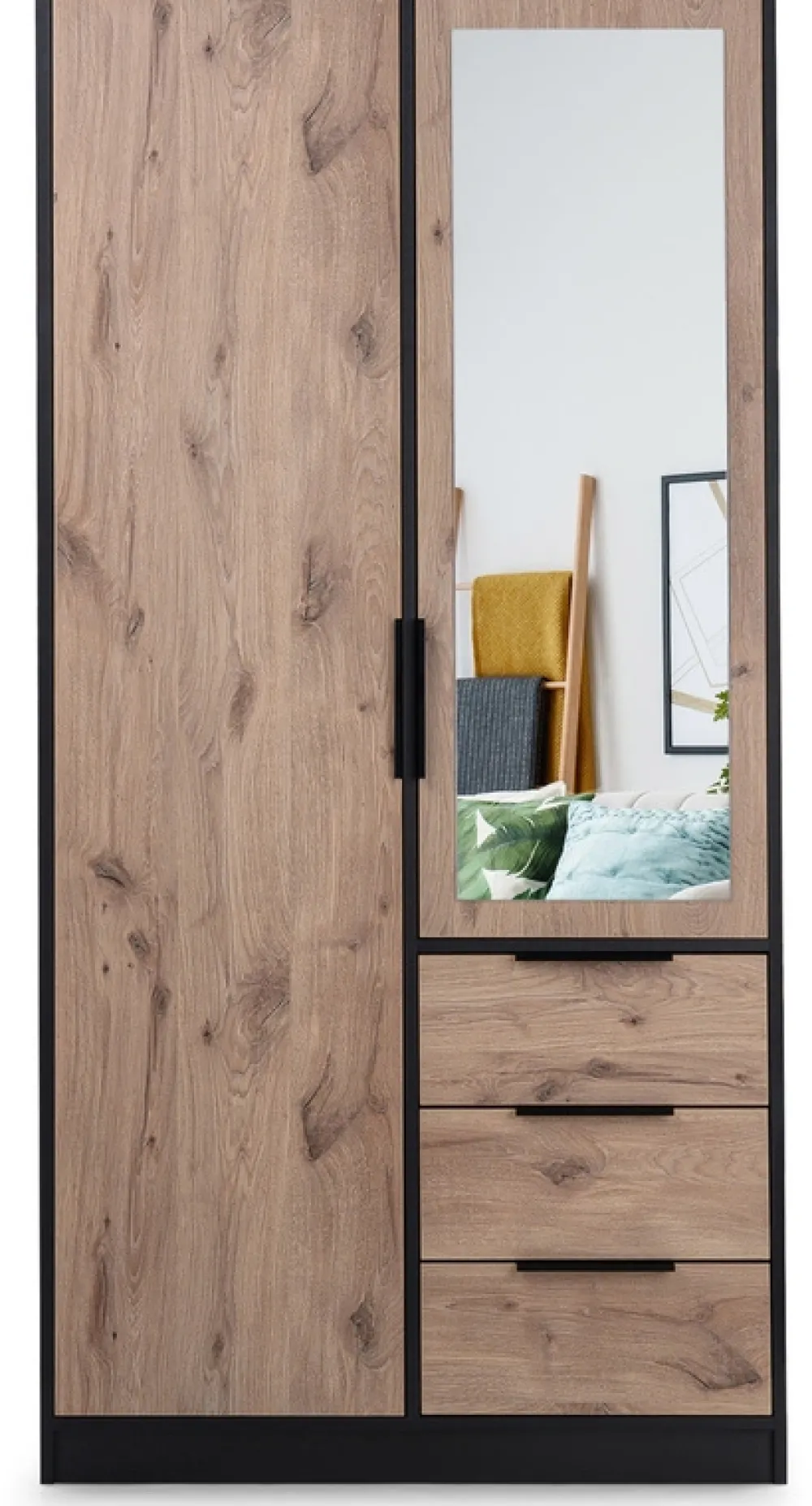 Szafy Dwudrzwiowe|Szafy Do Pokoju Dziecięcego>Stolar Dwudrzwiowa szafa uchylna z szufladami i drążkiem 100 cm LANTE