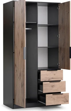 Meble Dla Dzieci>Stolar Dwudrzwiowa szafa uchylna z szufladami i drążkiem 100 cm LANTE